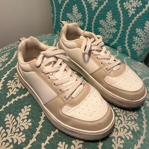 White and Tan Sneakers